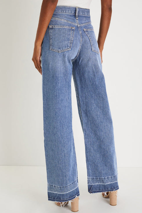 Raw Hem Unique Cuff High Rise Straight Loose Jeans